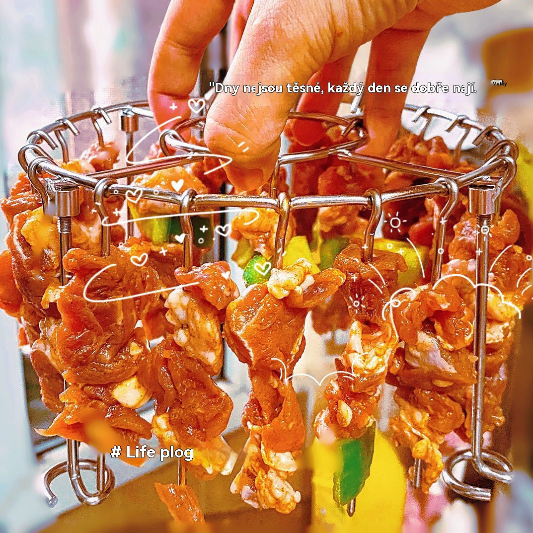 💥🍢🍖🍗 Скара от неръждаема стомана 304 с 24 шишчета за конвекционна фурна