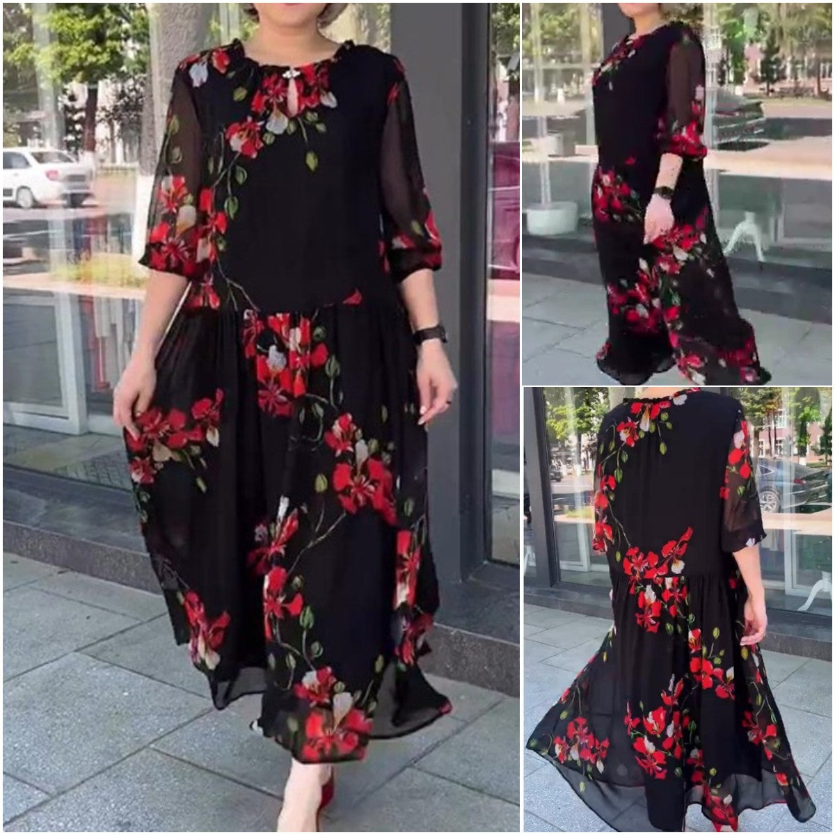 🥰💃【S-5XL】Лятна нова елегантна рокля с ретро принт за 2025 г.