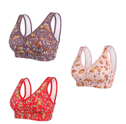 💗💥【Комплект от 3 части супер рентабилен】 Голям сутиен на цветя с копчета отпред