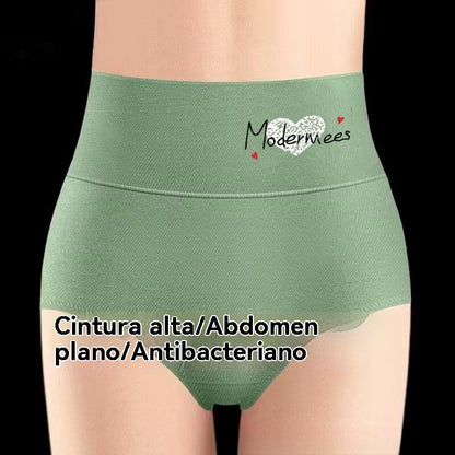[Пакет от 10] Дамско бельо с висока талия от чист памук, за контрол на корема и повдигане на дупето, антибактериално и удобно, съдържа графен.