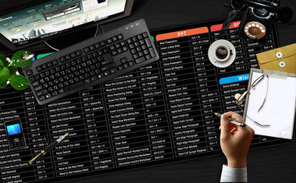 [Купи 1, вземи 1] Подложка за мишка с клавишни комбинации, голяма подложка за бюро, неплъзгаща се подложка за бюро