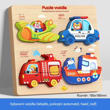 👧🏻🧩【1 комплект от 16 стила】 Дървени 3D пъзели Монтесори за образование в ранна детска възраст