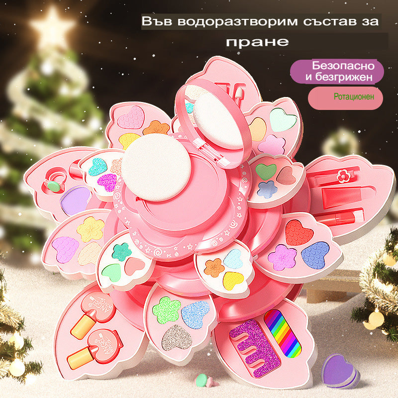 👸💄🎁Детски въртящ се комплект козметика, аксесоари за грим - коледен подарък