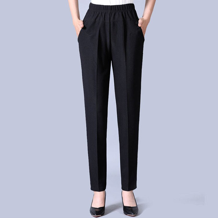 ✅👖【XL-5XL】Големи панталони за жени на средна и по-възрастна възраст, прави панталони, свободна кройка, ежедневни, стройни 【45-87,5 кг】