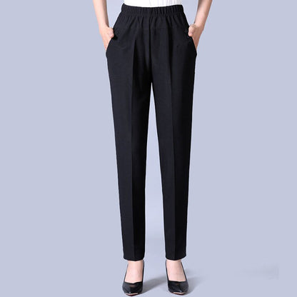 ✅👖【XL-5XL】Големи панталони за жени на средна и по-възрастна възраст, прави панталони, свободна кройка, ежедневни, стройни 【45-87,5 кг】