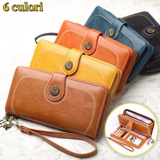 ✨ Нов ръчно изработен калъф за карти, чанта за мобилен телефон от естествена кожа за жени