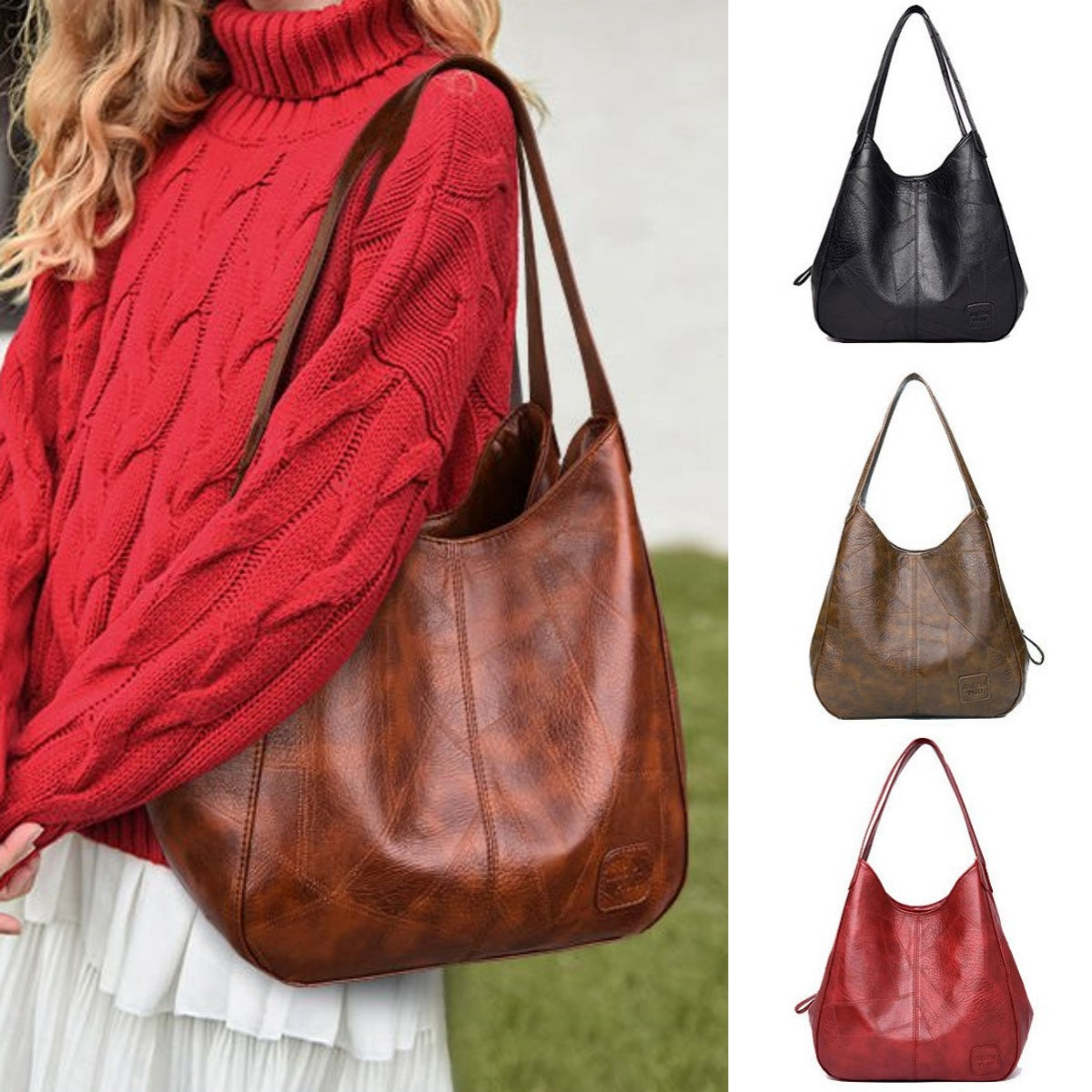 💖👜💖Нова чанта за през рамо с голям капацитет, изработена от мека кожа - многофункционална, модна дамска чанта