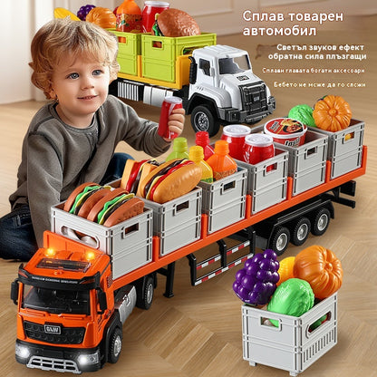 🍅🥔🥕Камион за играчки с алуминиев транспорт