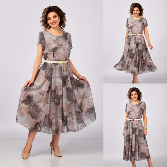 🔥😍💥49% отстъпка💥🥰【S-5XL】Нова и елегантна висококачествена шифонена рокля