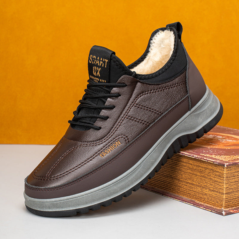 ⛄🔥【39-45】2025 Мъжки зимни ежедневни спортни обувки, естествена кожа, водоустойчиви, мека подметка и кадифе, нови