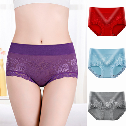 🔥📣【Купете 3, вземете 3 безплатно】Дамски памучни дантелени бикини с големи размери