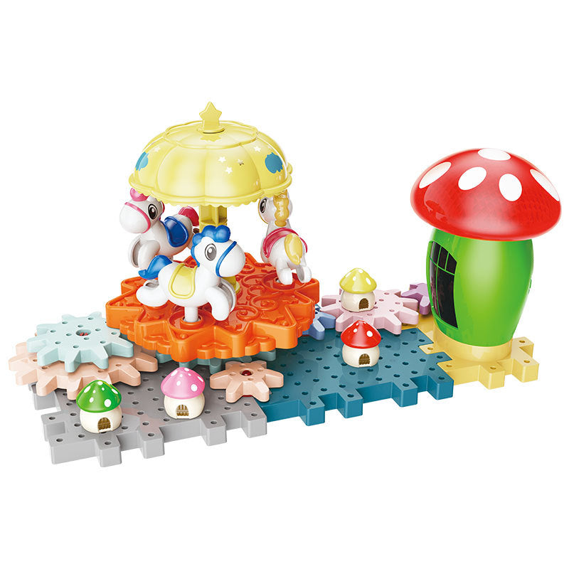 👼🍄🦖🧩Детска играчка-пъзел "Парк с динозаври" - екипировка [електрическа + звукова и светлинна]