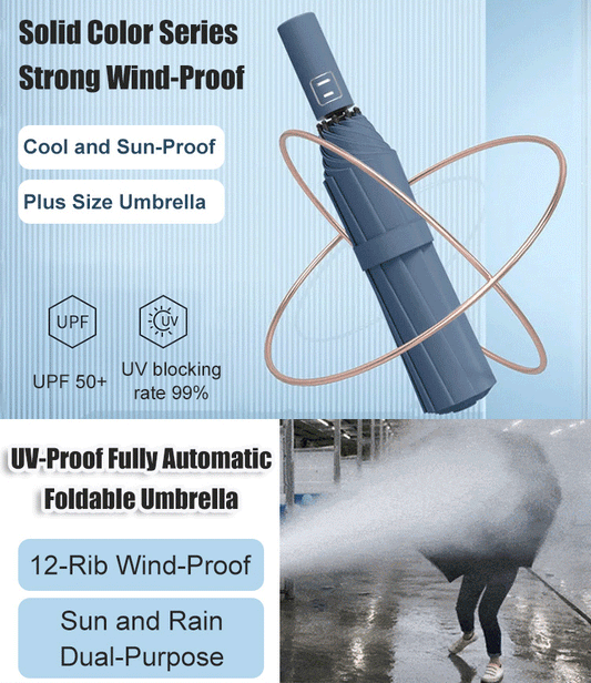 ☂️☂️[Купете 1, вземете 1 безплатно] ☀️🌧️Първокласен напълно автоматичен сгъваем чадър за дъжд или дъжд