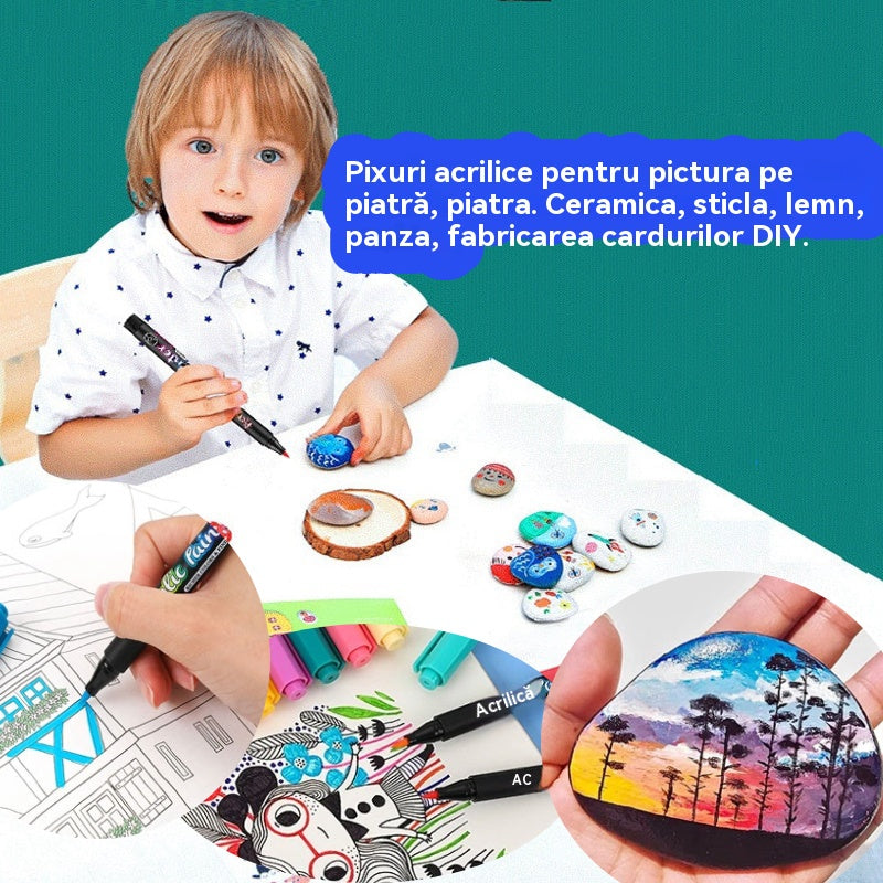 Писалки за акрилни бои🖌 Писалки за акрилни бои за рисуване върху камък, камък, керамика, стъкло, дърво, платно, изработване на картички "Направи си сам".