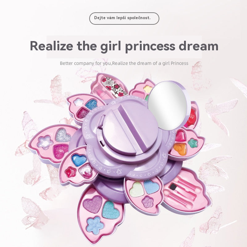 👸💄🎁🔥Купете едно, вземете второ безплатно🔥Детски въртящ се козметичен комплект с флорален мотив, играчки за грим, аксесоари за принцеси, коледни подаръци