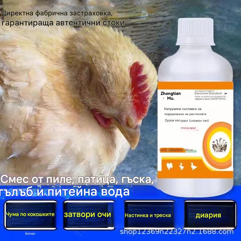 Лекува всички болести по пилетата ✅ Настинки и треска ✅ Чума по пилетата и диария ✅ Кашлица и ентерит ✅ Затворени очи и увиснали крила ✅ Вирусни и бактериални инфекции ✅ Приложим за всички видове птици