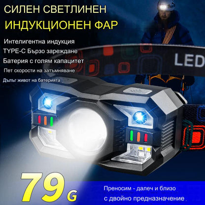 💡🌟【30% OFF】🔥🔥Интелигентен индукционен маяк с дълъг живот на батерията, монтирана на главата външна светлина за нощен риболов