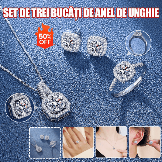 ✨(Колие+обеци+пръстен) 🔥 Комплект бижута от сребро 925