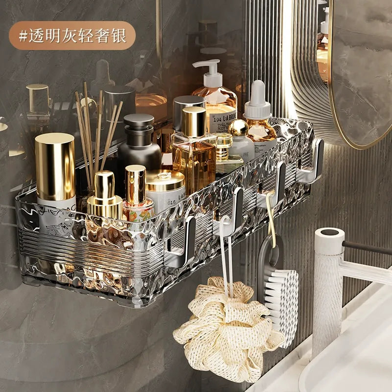 Луксозен стенен рафт за баня - съхранение без пробиване