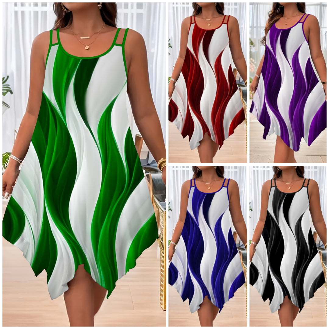 🔥🔥【Купете 1, вземете 1 безплатно】[XL~8XL]✨Лятна рокля с асиметричен подгъв, голям размер