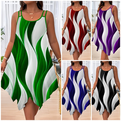 🔥🔥【Купете 1, вземете 1 безплатно】[XL~8XL]✨Лятна рокля с асиметричен подгъв, голям размер