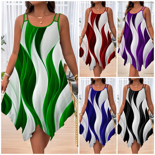 🔥🔥【Купете 1, вземете 1 безплатно】[XL~8XL]✨Лятна рокля с асиметричен подгъв, голям размер