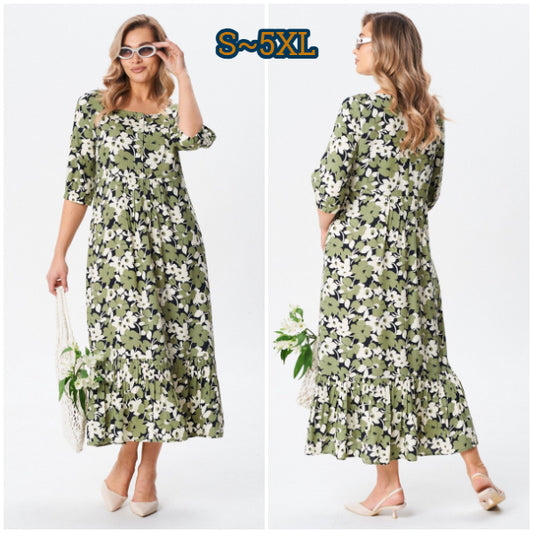 [S-5XL] Рокля от памук с широки крачоли | Удобна, ефирна, перфектна за лятото