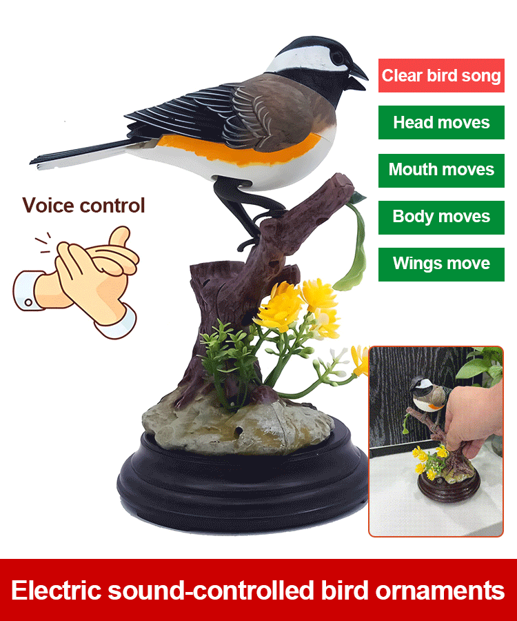 🦜🐦🐦【Скорошни горещи продажби】Креативни, сладки, гласово контролирани орнаменти с птици за декорация на настолния компютър.