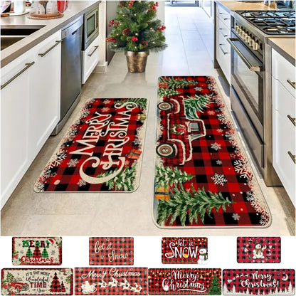 🌲🎁🤶【2 PC】【40*60+40*120cm】Новата коледна стая кухня стая кухненска врата устойчиви на петна декоративни постелки