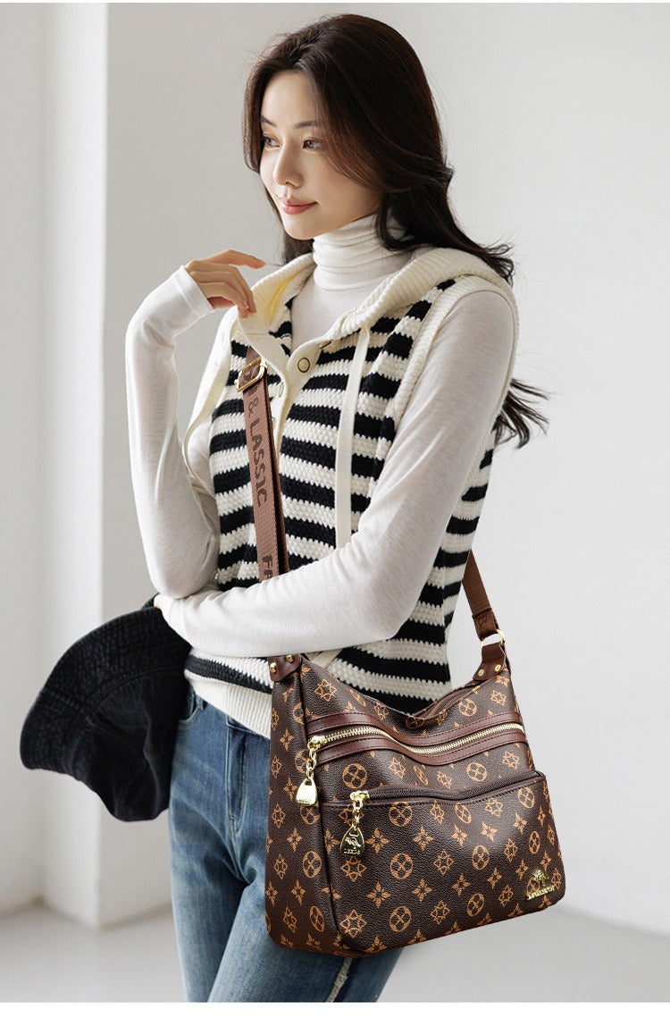 Стилна чанта през рамо от мека кожа с голям капацитет