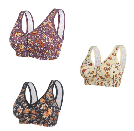 💗💥【Комплект от 3 части супер рентабилен】 Голям сутиен на цветя с копчета отпред