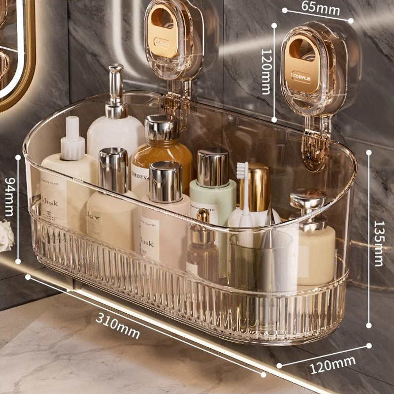 🍽️🧺Стелаж за съхранение с вендузи без перфоратор, стенен стелаж за сифон за кухня и баня