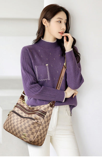 Стилна чанта през рамо от мека кожа с голям капацитет