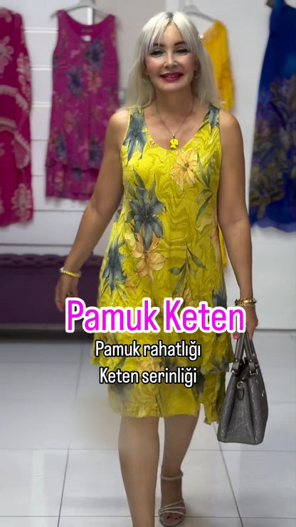 👗🌷【S-5XL】Елегантна рокля без ръкави с щампа 30% отстъпка