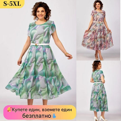 🔥🥰【Купете 1, вземете 1 безплатно】【S-5XL】Нова и елегантна висококачествена шифонена рокля