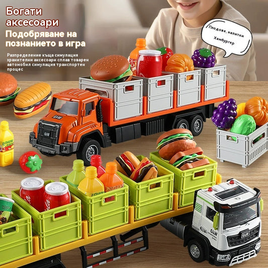 🍅🥔🥕Камион за играчки с алуминиев транспорт