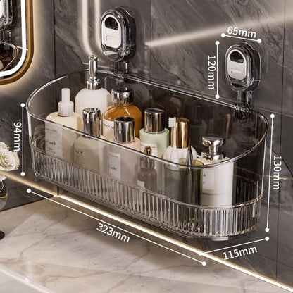 🍽️🧺Стелаж за съхранение с вендузи без перфоратор, стенен стелаж за сифон за кухня и баня