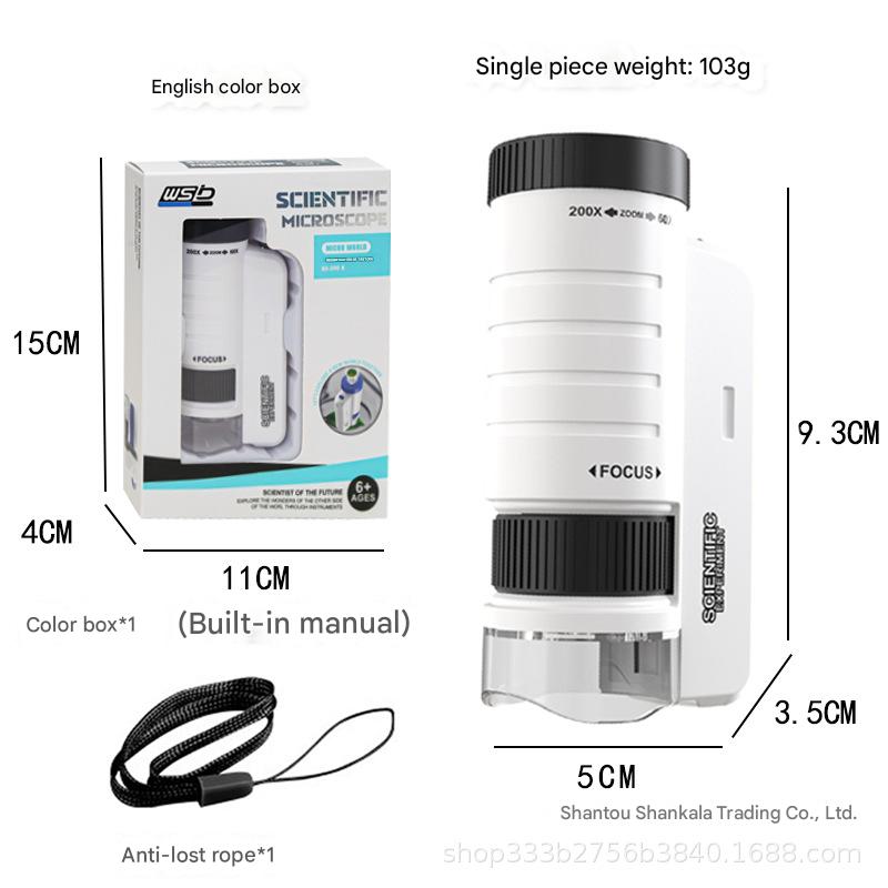 Ръчен мини микроскоп с LED светлина за тийнейджъри - преносима образователна научна играчка