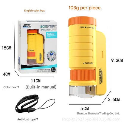 Ръчен мини микроскоп с LED светлина за тийнейджъри - преносима образователна научна играчка