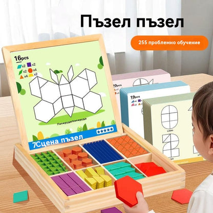 👶🌈🧩【150 бр.】🔥Магнитна дървена играчка-пъзел танграм, играчка за трениране на мозъка и обучение на деца, стимулираща мисленето.