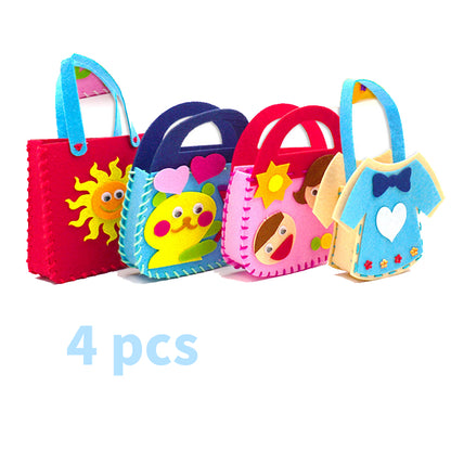 🎁🔥🧵🧶【4 броя】Направи си сам нетъкани ръчно изработени детски чанти, най-добрият подарък за деца