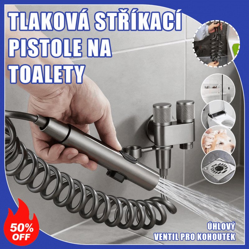 🚽🚰🚿 🔥 Пистолет за тоалетна, един вход и два изхода, с ъглов клапан за високо налягане и воден пистолет.