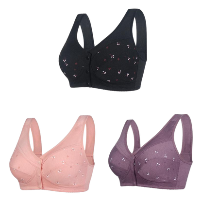 ✨【3 броя】💞【S-6XL】Удобен дамски памучен сутиен с предно закопчаване🎉49% отстъпка