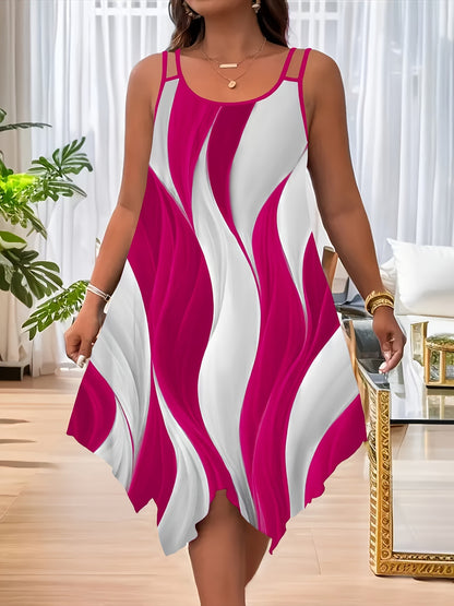 🔥🔥【Купете 1, вземете 1 безплатно】[XL~8XL]✨Лятна рокля с асиметричен подгъв, голям размер