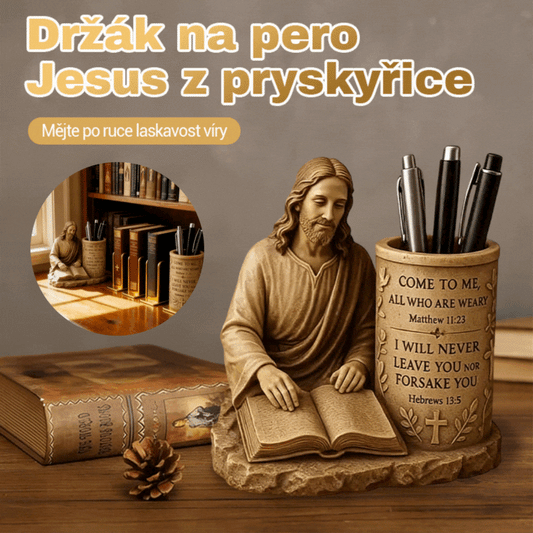📜📚✏️Купете 1, вземете 1 безплатно🔥Нов държач за химикалки с библейски стих, статуетка от смола, държач за химикалки, винтидж украшение