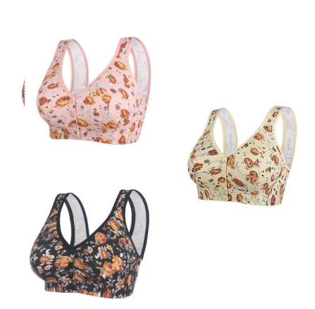 💗💥【Комплект от 3 части супер рентабилен】 Голям сутиен на цветя с копчета отпред