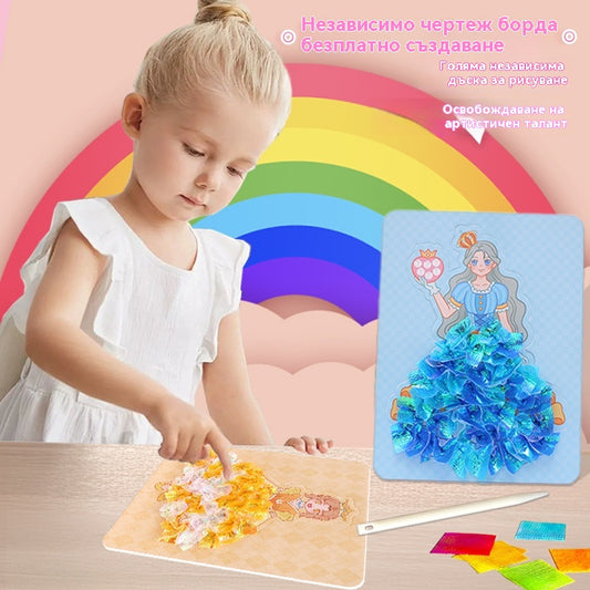 👼🧩🧸Фентъзи принцеса, ръчно рисувана книга със стикери за обличане\образователни играчки