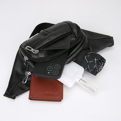 🖤🖤🖤Мъжка чанта за кръста от PU кожа, многофункционална, устойчива на износване, водоустойчива чанта за рамо, мъжка чанта за бизнес пътуване, ежедневна чанта, чанта за гърди с голям капацитет