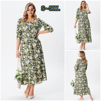 [S-5XL] Рокля от памук с широки крачоли | Удобна, ефирна, перфектна за лятото