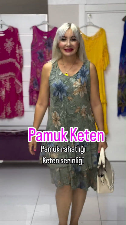 👗🌷【S-5XL】Елегантна рокля без ръкави с щампа 30% отстъпка